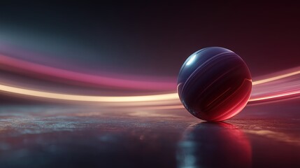 Wall Mural - dark abstract sphere on textured surface with motion light trails in gradient glow