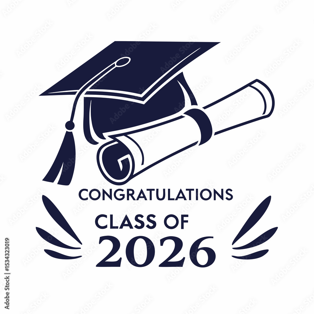 Cap and diploma combination with modern congratulations text for class ...