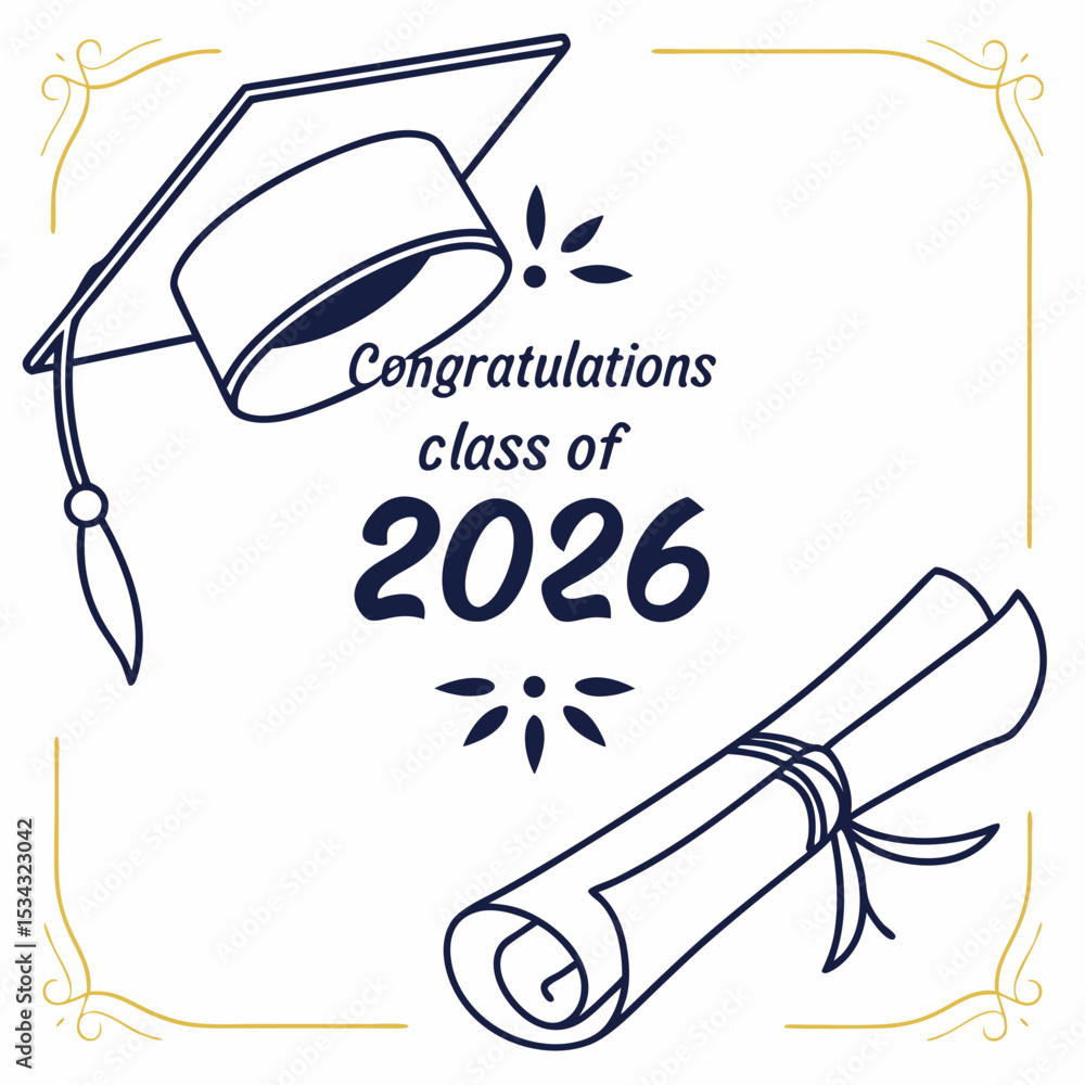 Cap and diploma combination with modern congratulations text for class ...
