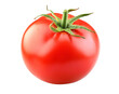 © Nazmun - Single ripe red tomato isolated on transparent PNG background, close-up view, fresh produce, healthy food ingredient