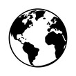 © Mahmudul - Simple black and white earth globe vector showing the continents silhouette icon