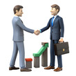 © MDMohsin - Two 3 D Businessmen Shaking Hands Growth Chart handshake