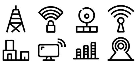 Wall Mural - wireless network technology icons for communication