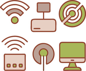 Wall Mural - a set of wireless network icons for internet communication and mobile technology design