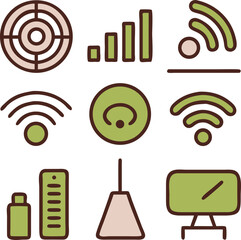 Wall Mural - wireless network icon set: vector communication symbol for internet web design