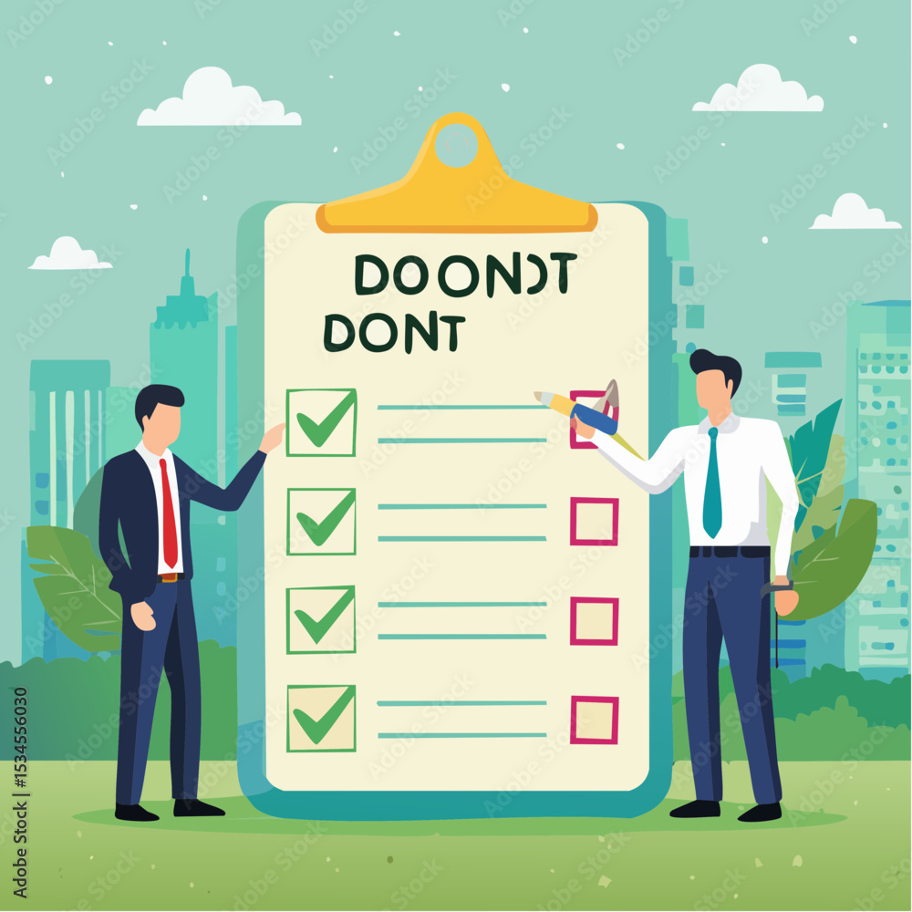 Checklist Incorrect Businessman Writing Do's and Don'ts Checklist on Sticky Note, Positive ...