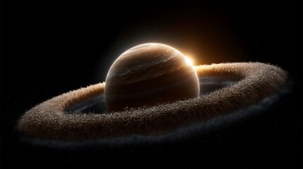 a celestial sphere of glowing dust particles orbiting a bright white dwarf star, with subtle gradien