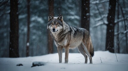 Naklejka na meble Lone Wolf in Snowy Forest