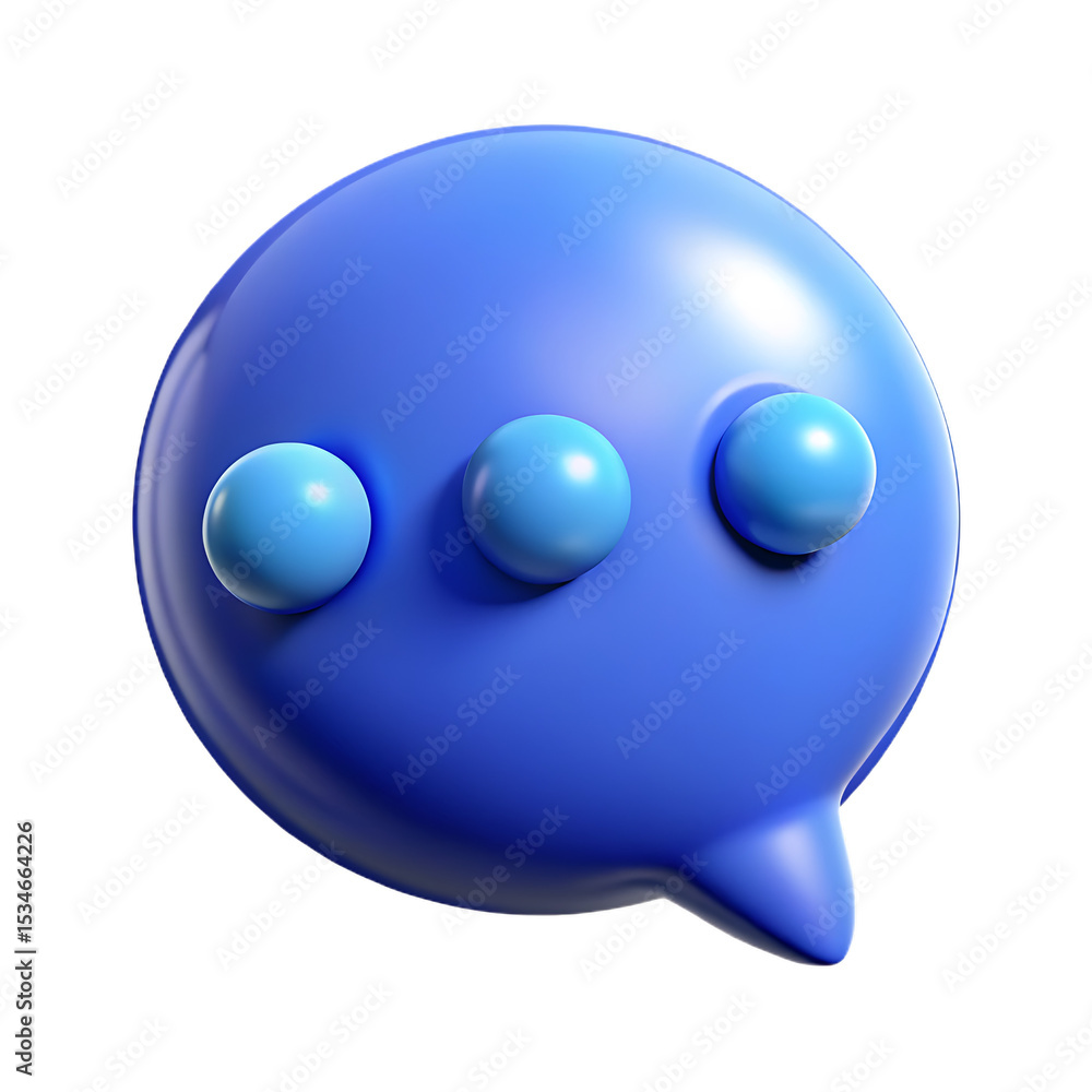 Isolated blue speech bubble with three dots indicating a message on a ...