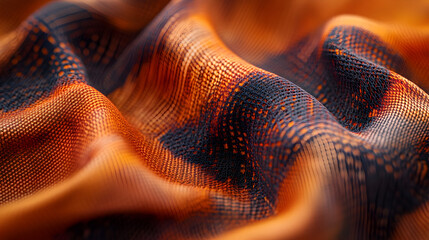 Abstract fabric texture with orange and black