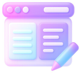 pastel 3d render of a website interface with editing tool