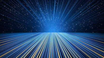Wall Mural - the image shows a dark blue background with many light blue streaks emanating from a central point, 
