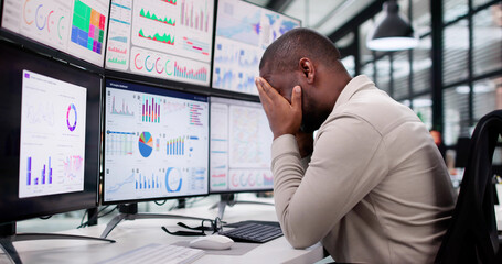 Wall Mural - stressed accountant overwhelmed by financial data