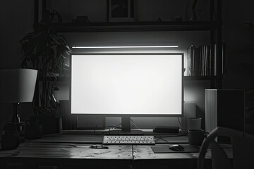 flawless image of blank white display screen mockup modern monitor template copy space