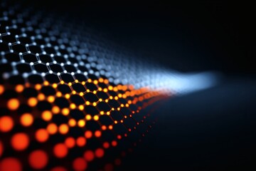 hexagon network with glowing dots, abstract tech grid background, futuristic connection and digital 