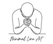© JMBee Studio - A single-line drawing of a person in a prayerful pose