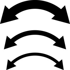 Wall Mural - Set of double sided arrows of different sizes. Vector illustration of three bold double arrows in varying sizes. Black arrows pointing left and right. Minimalist graphic with geometric shapes