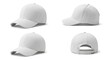 © Fresh Images - White Baseball Cap Mockup Set, Front, Side and Back View, Isolated on White Background
