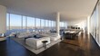 © Berkah - Panoramic city view penthouse interior design.