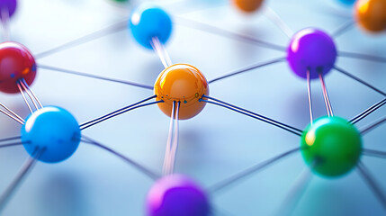 Colorful Spheres Connected by Lines in a Network Structure