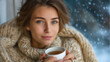 © Kateryna Arkhypova - Cozy winter tea moment at home with a young woman