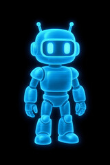 a blue, holographic robot design.