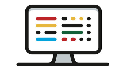 Computer screen displaying colorful code snippet in flat design  