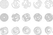 © Hasan - Circular ripple icons set, concentric circles, vortex, sonar wave, soundwave, signal signs, customizable stroke, vector, illustration