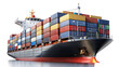 © khaledSaifulllah - Cargo ship container vessel isolated -  on white background png AI
