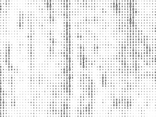 Binary Code Matrix: A Digital Tapestry of Scattered Black Dots and Numbers, Weaving the Essence of Data and Technology in a Minimalist White - Background Design,Hypnosis, hallucination