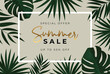 © MariamJahan - Summer sale poster. Natural Background with Tropical Palm Leaves. Vector Illustration.eps