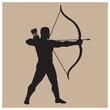 © MDREAZUL - Silhouette of an archer taking aim with a bow and arrow on a tan background