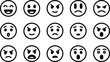 © Rubina - Collection of simple black and white emoji icons expressing various emotions