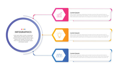 Wall Mural - set of 3 modern circle infographic designs, each design features vibrant colors, clean lines, and cu