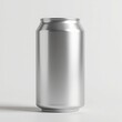 © ATIKUL - Sleek Silver Aluminum Can Mockup on White Backdrop Awaiting Branding and Design for Beverages and Refreshments in Studio Shot