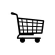 © 3DStockX - flat ecommerce cart silhouette black outline vector shopping cart icon