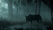 © ms25designs - A wolf in a mystical, misty swamp forest at night