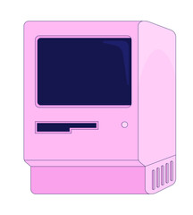 Wall Mural - retro pink macintosh style computer with floppy drive slot 2d cartoon object. y2k hardware. tech nos
