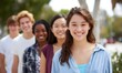 © simba kim - several eighteen year olds smiling and looking at the camera. Male and female and white, black and asian, Generative AI