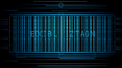 Digitalization concept. Barcode of black horizontal lines with inscription verbiage
