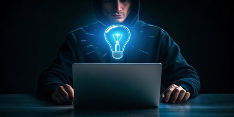 cyber security hacker idea concept with laptop technology