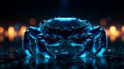 3d robot crab with beautiful blue neon lighting