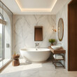 © Hasan - modern bathroom with white tiles