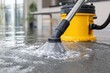 © Moopingz - Water vacuum cleaner extracting floodwater from indoor area, wet vacuum cleaner removing flood water.