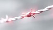 © Irina Ukrainets - A close-up view of a twisted barbed wire showing its sharp points. The image conveys feelings of tension and confinement. Perfect for conveying security or danger themes. AI