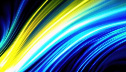 Wall Mural - vibrant diagonal neon light streak background in blue yellow and cyan tones with glowing motion blur