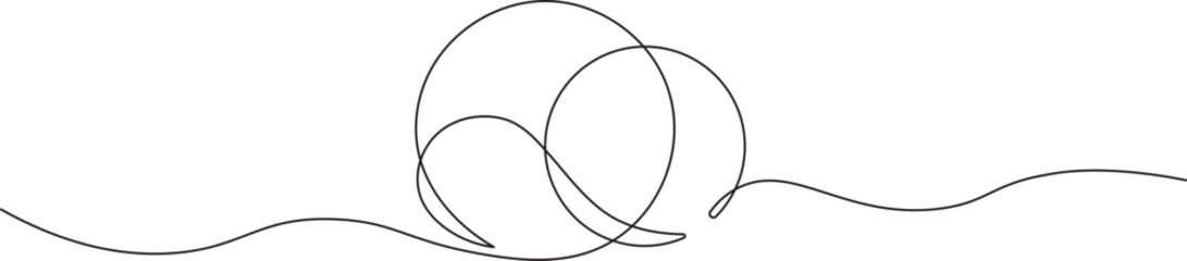 Wall Mural - Round shape in continuous line art style in continuous line drawing style. Minimalist round shape sketch in black linear isolated on white background. Vector illustration