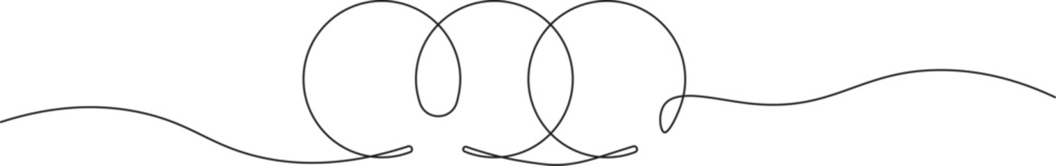 Wall Mural - Round shape in continuous line art style in continuous line drawing style. Minimalist round shape sketch in black linear isolated on white background. Vector illustration