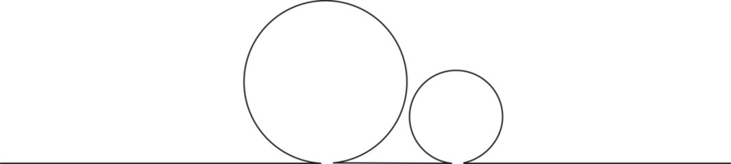 Wall Mural - Round shape in continuous line art style in continuous line drawing style. Minimalist round shape sketch in black linear isolated on white background. Vector illustration