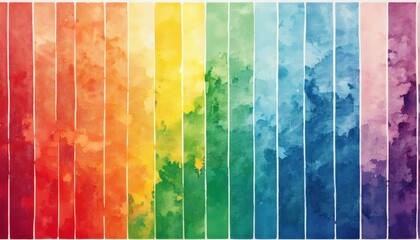Wall Mural - vibrant watercolor rainbow palette with vertical gradient stripes in red, orange, yellow, green, blu